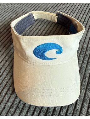Costa Del Mar Adjustable White Visor Hat with Blue Logo